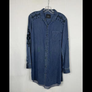 Rails Ashland Chambray Shirt Dress Button-Up Dark Indigo Size M
